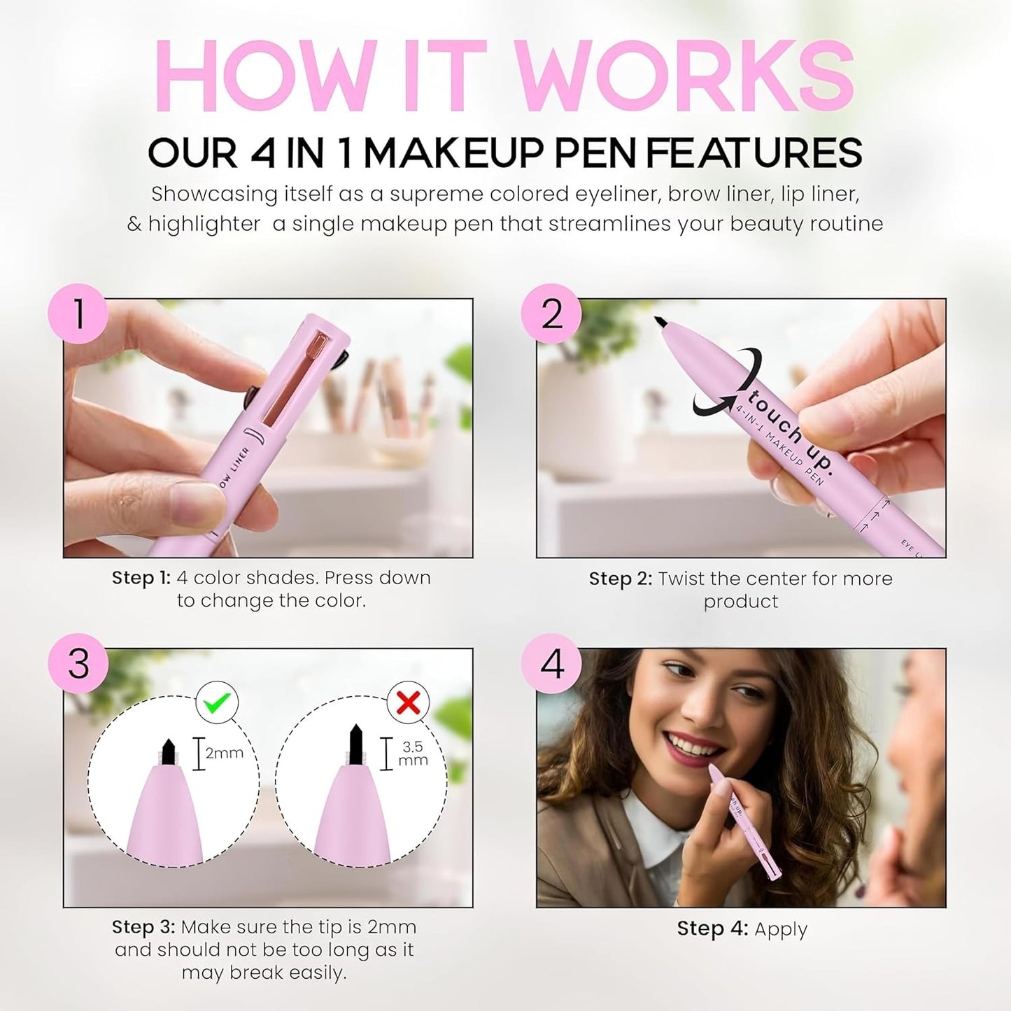 Korean 4 - in - 1 Multifunctional Makeup Pen - GoDifferent